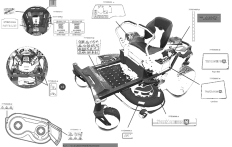 Label Map Diagram and Parts List for 17ADFACSA07 2022 Yard Machines Lawn Tractor